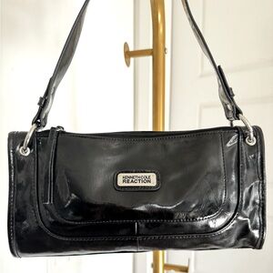 Women's Y2K Vintage Vegan Patent‎ Leather Versatile Slim Bag Black Pouchette